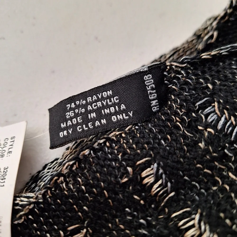 Ellen Tracy Knit Scarf Black Metallic Accent Wrap NEW W/TAGS